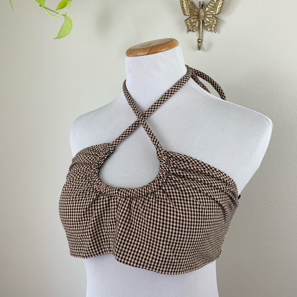 NWT Proenza Schouler White Label Cropped Gingham Halter Bralette - Picture 3 of 12